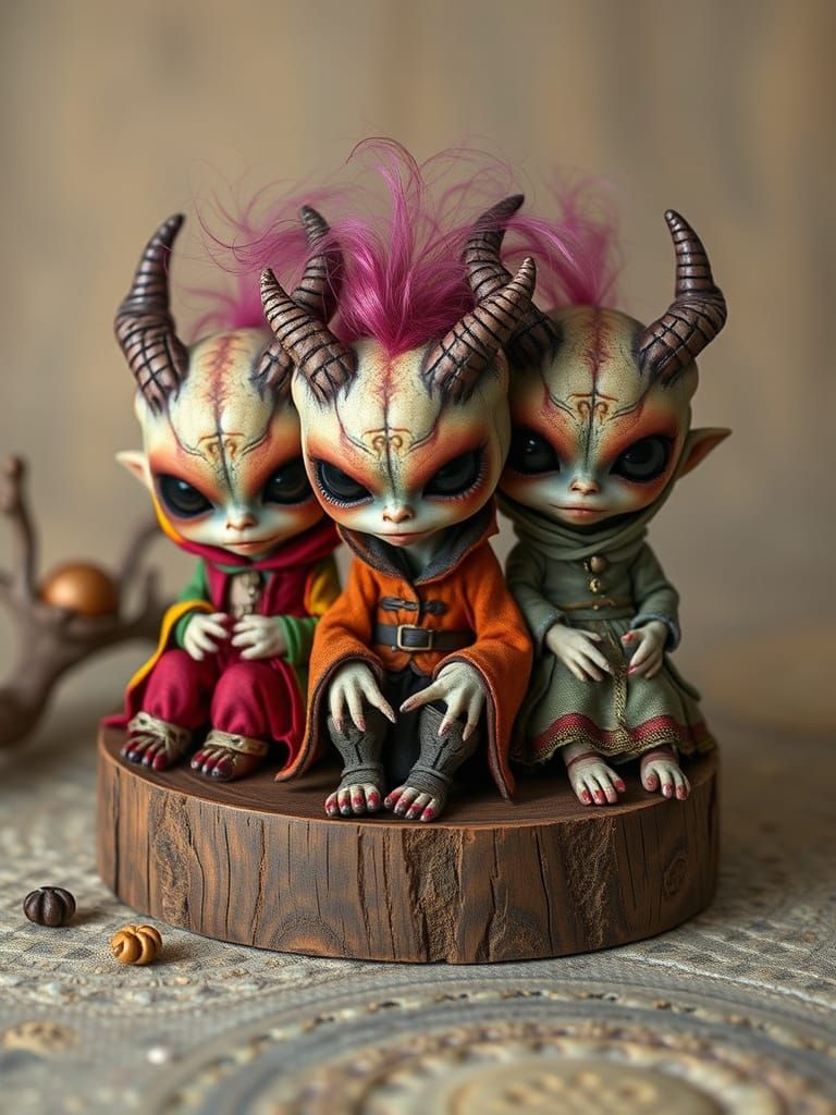 Cryptid Chibi Dolls in Vibrant Pop Surrealism Style