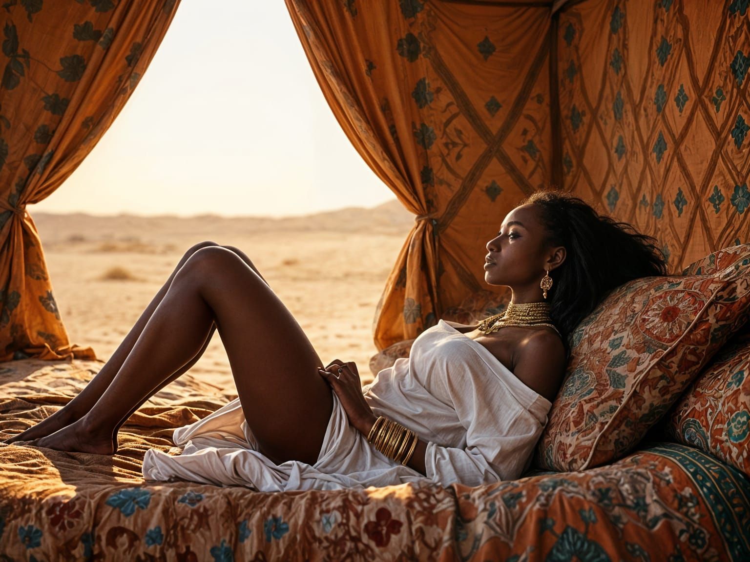 Striking African Woman in Bedouin Tent