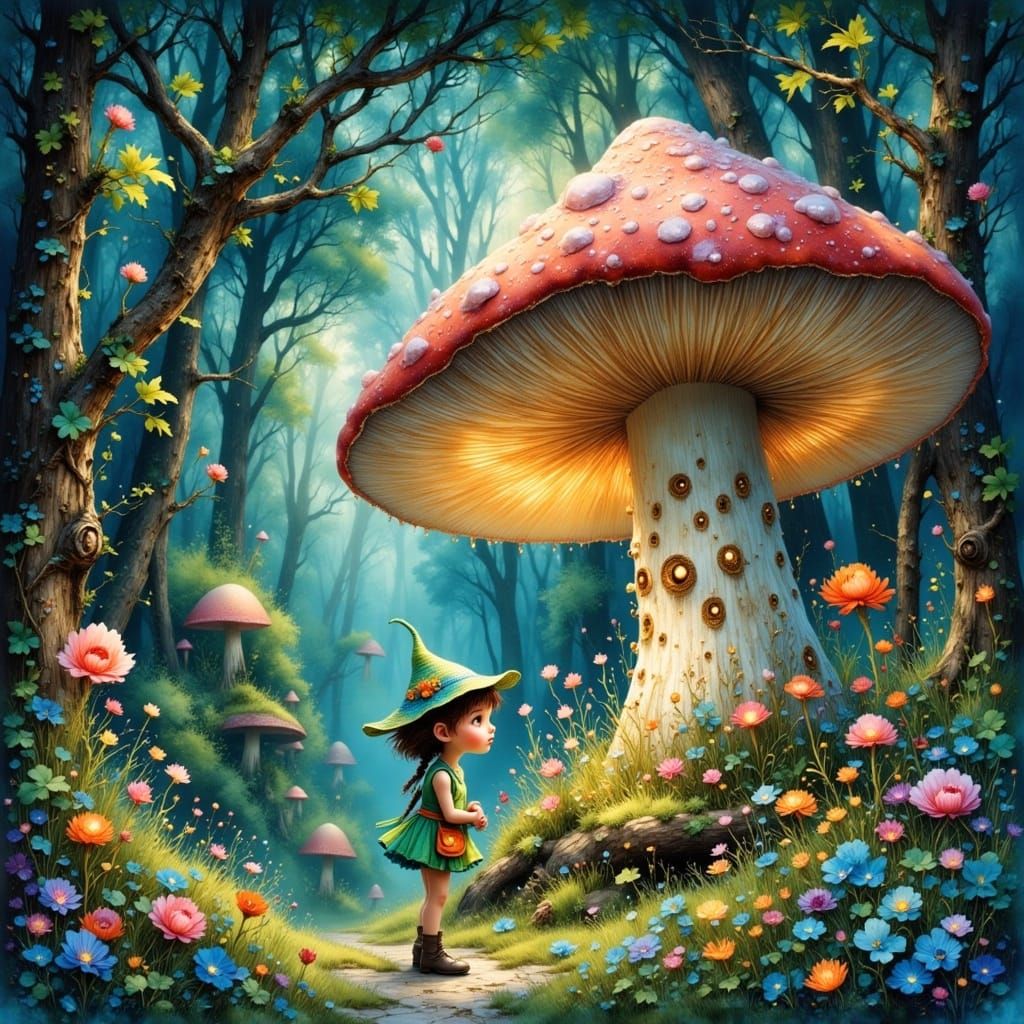 Enchanted Forest Sprite in Watercolor Style