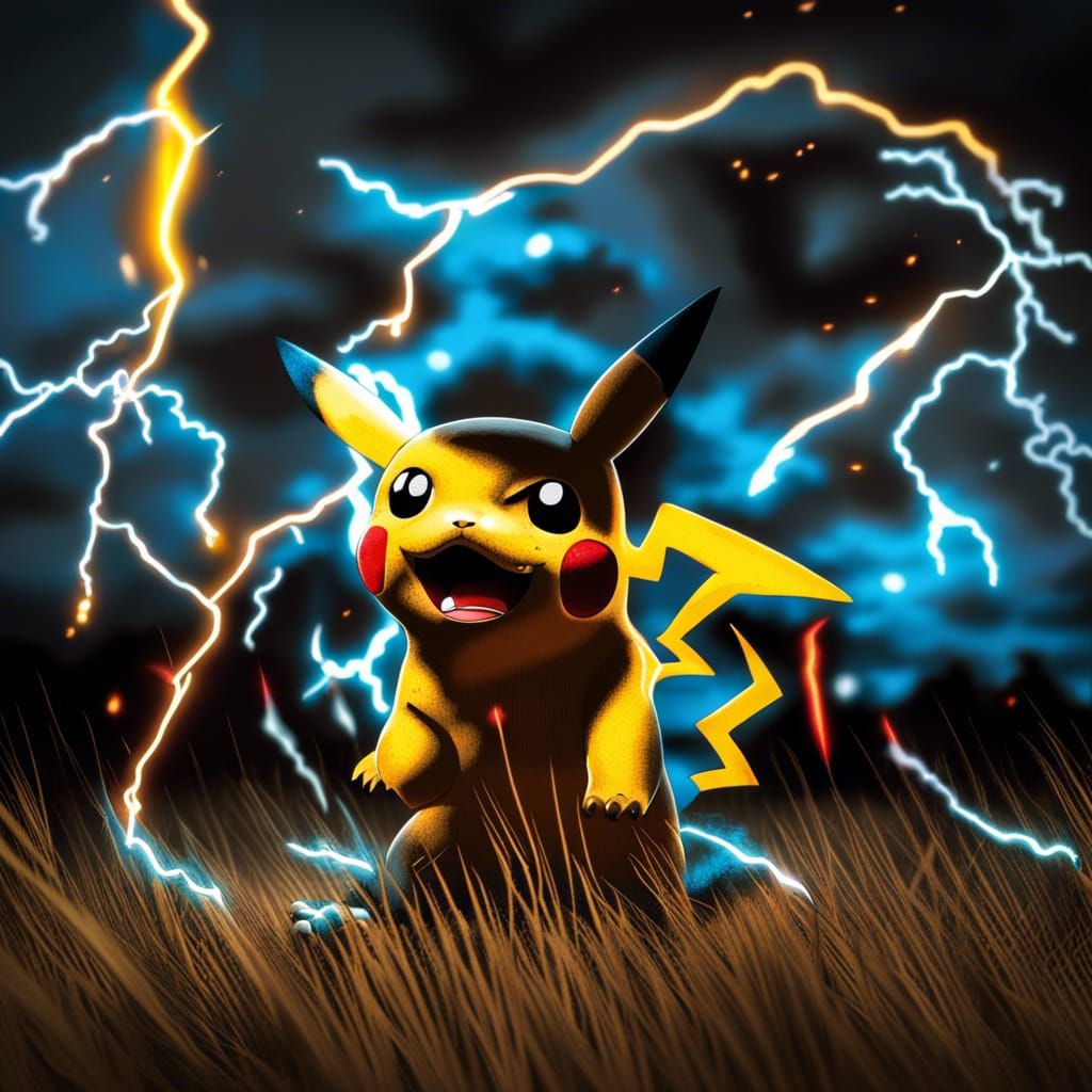 Hyperrealistic Nightmare Pikachu with Charmander Tail