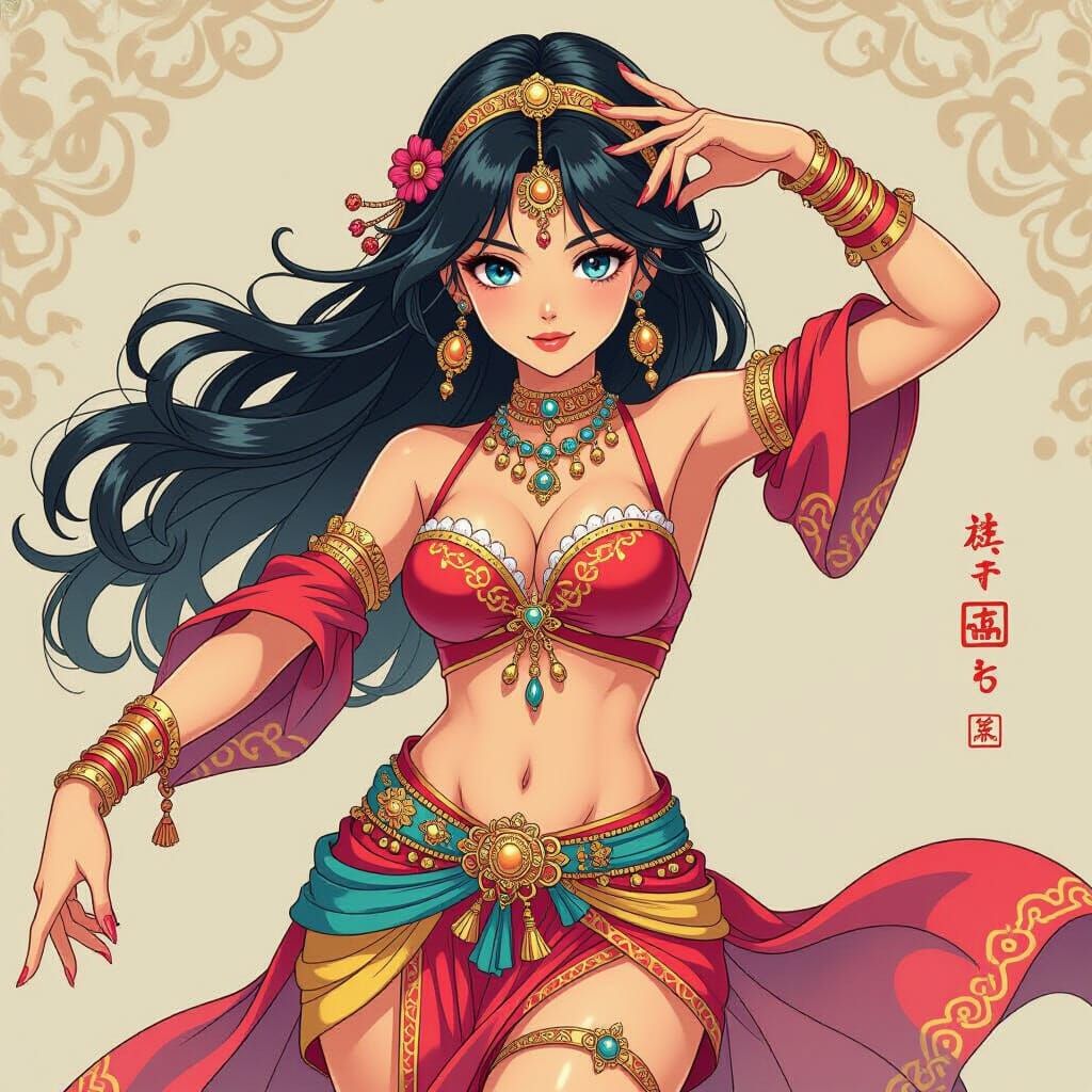 Arabian Dancer Girl in Anime Art Style