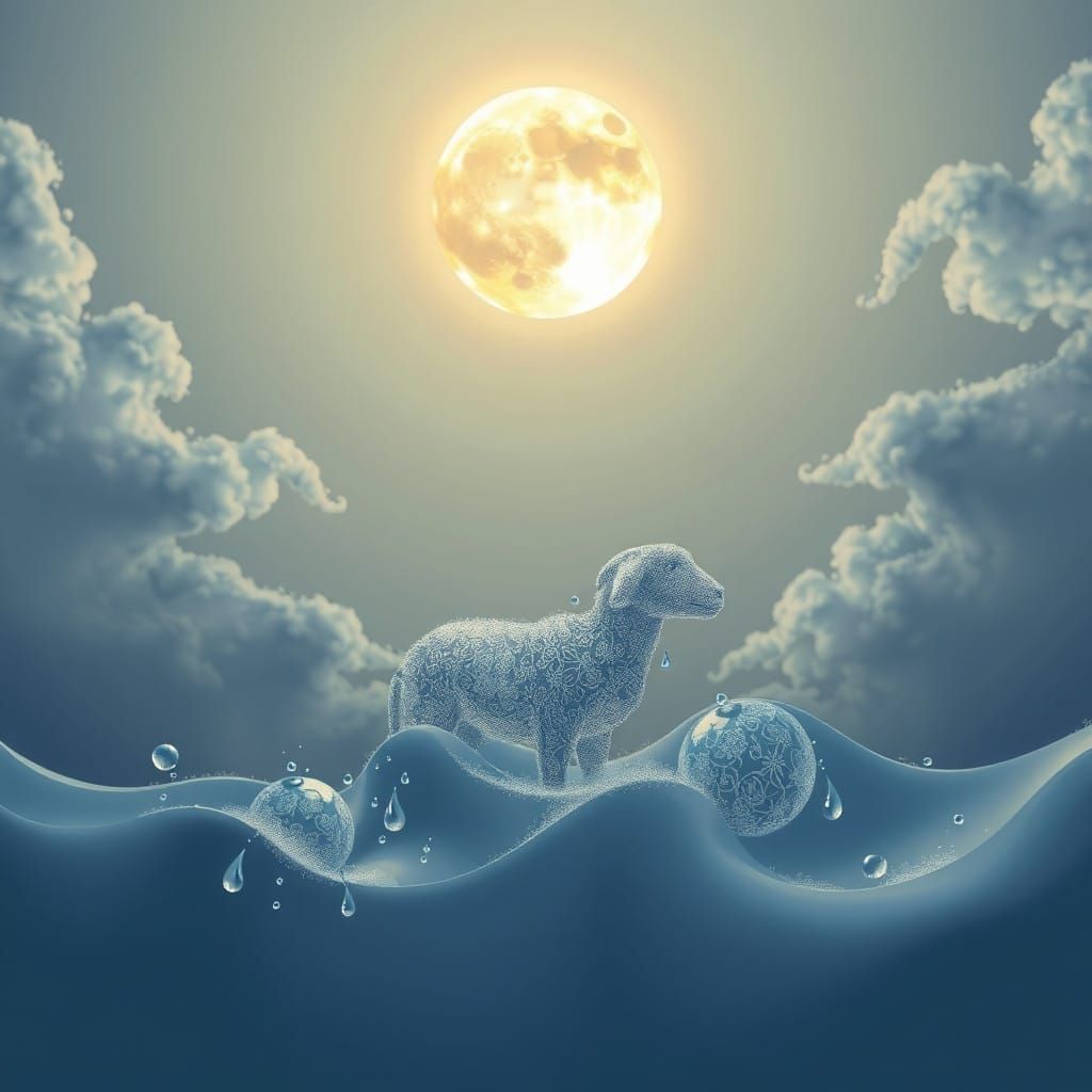 Abstract Fractal Moonlight Under Glass