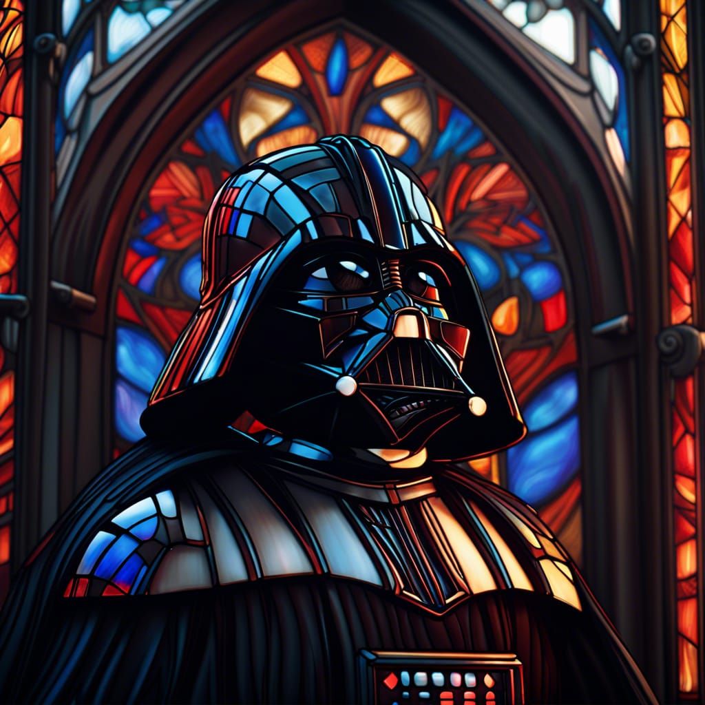 Darth Vader as Stained Glass Art