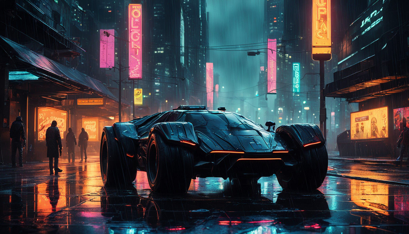 Gritty Urban Hero in Neon-Lit Night