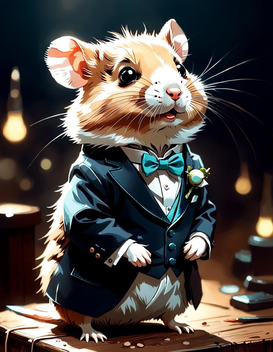 Hamster Groom in Digital Painting Style