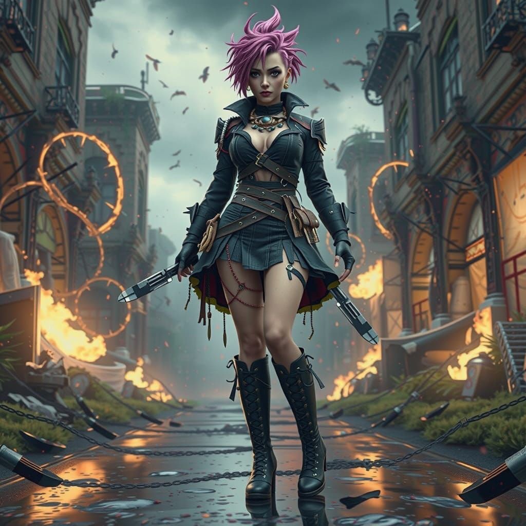 Whimsical fantasy video game pixie Assasin