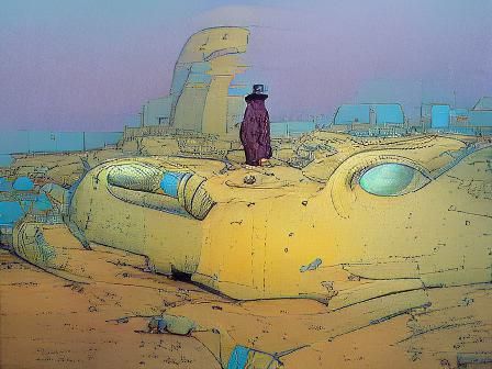 Abandoned Robot in Moebius Style