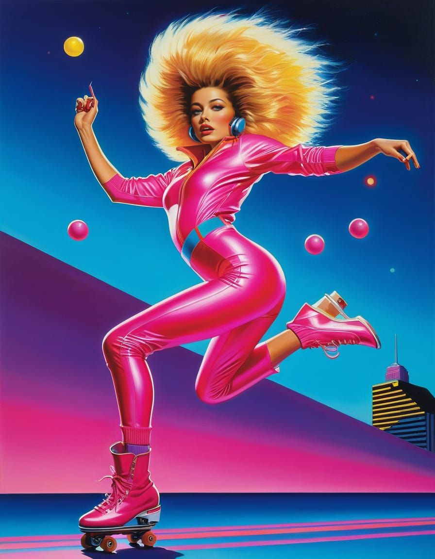 Neon Dreams: Roller Skating in Retro Futuristic Style