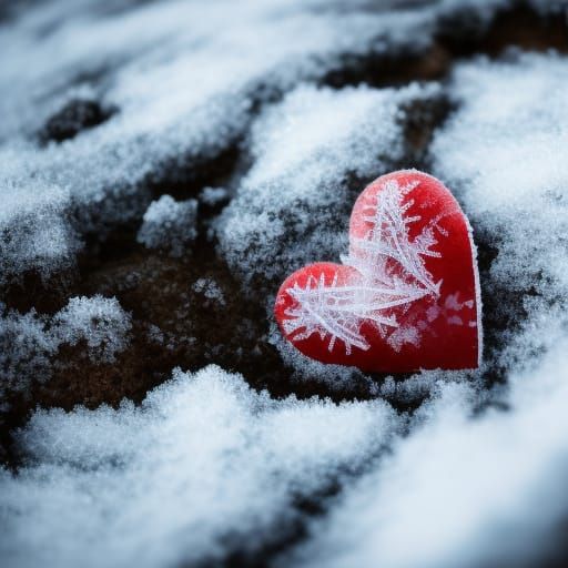 Frozen Heart Abandoned in the Winter Cold