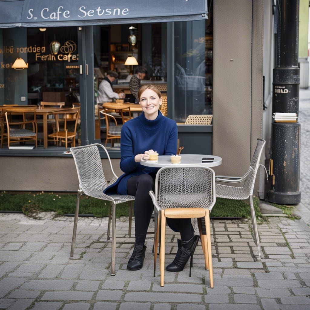 Cozy Café Scene with Woman