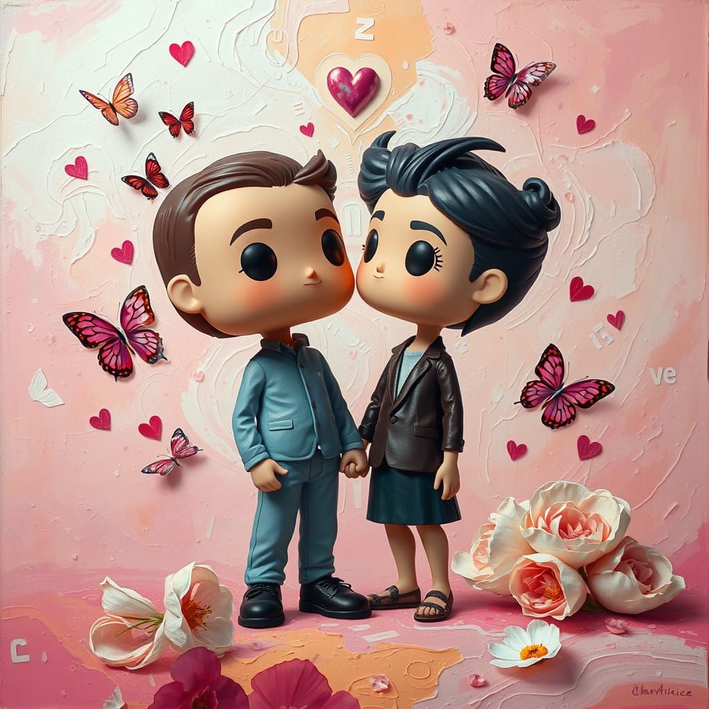 Surreal Oil Painting of Funko Pop Figurine in Dreamlike Scen...