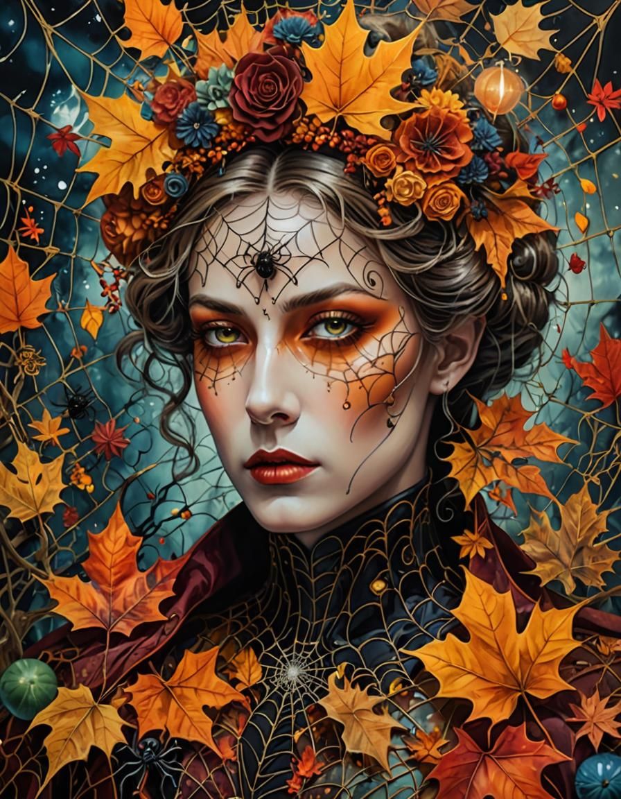 Autumn Dreamer Portrait in Surrealist Style