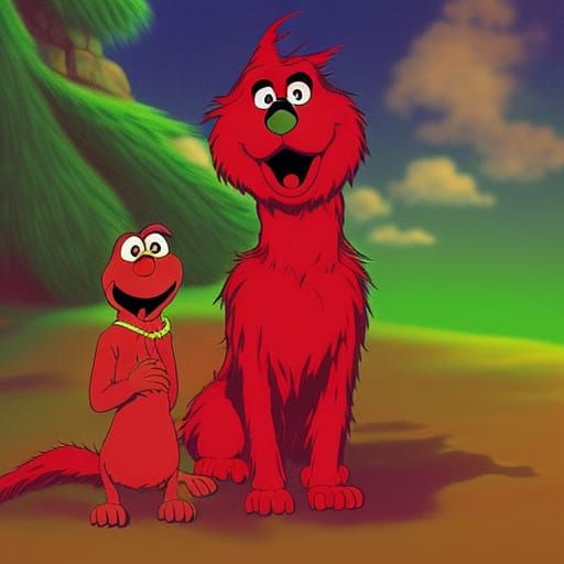 Elmo and Grinch in Studio Ghibli Style