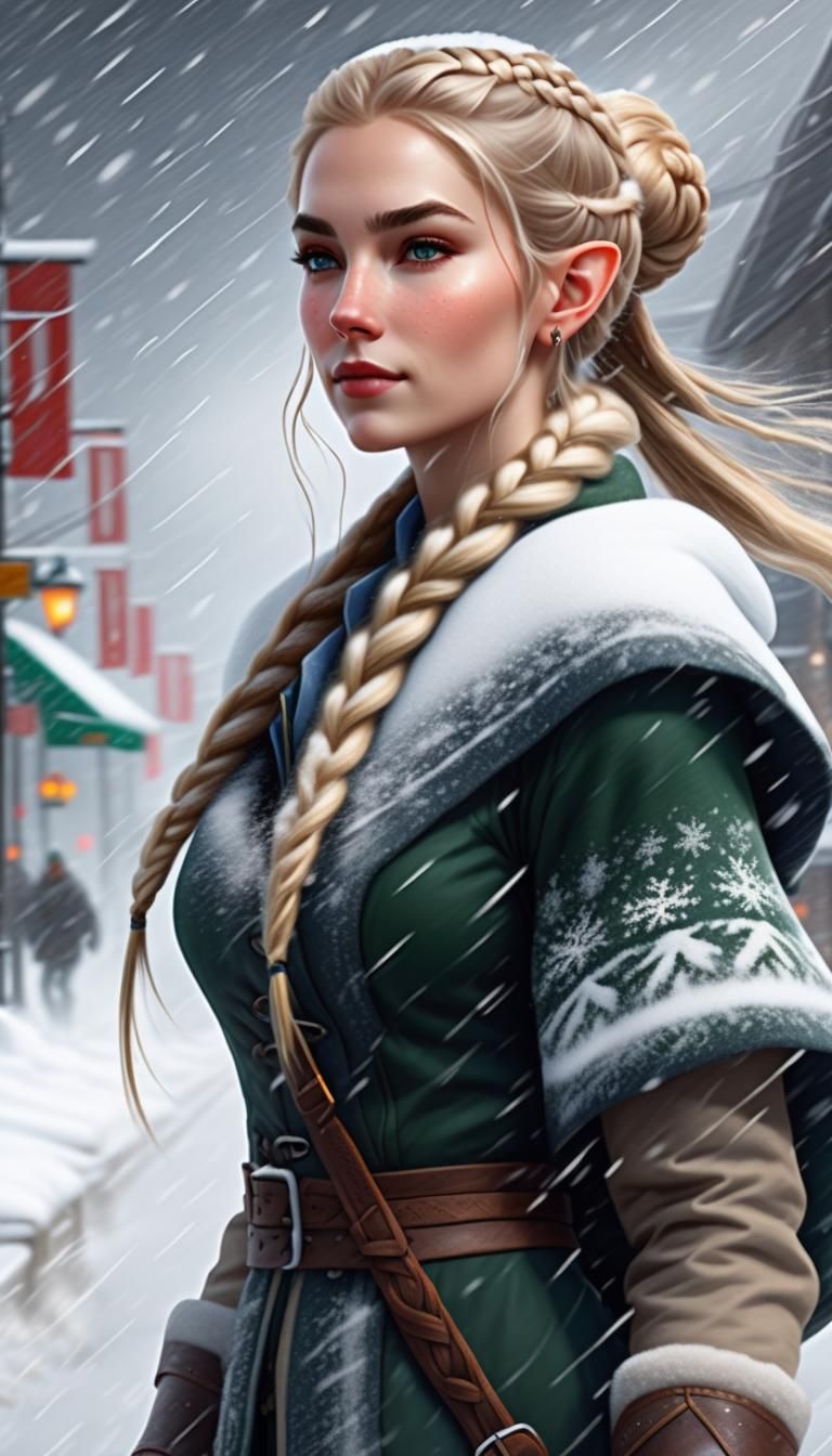 Half-elf lady in snow