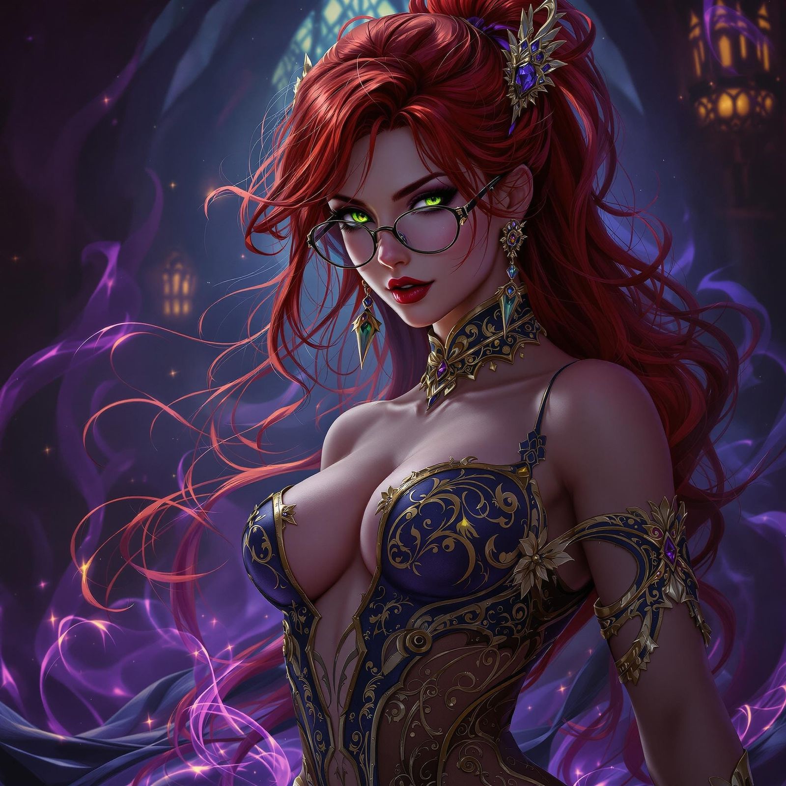 Red-Haired Woman in Dark Fantasy Style