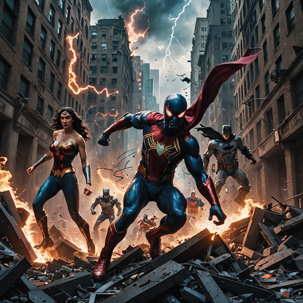 Superheroes Unite in Dystopian Epic: Cinematic Film Still