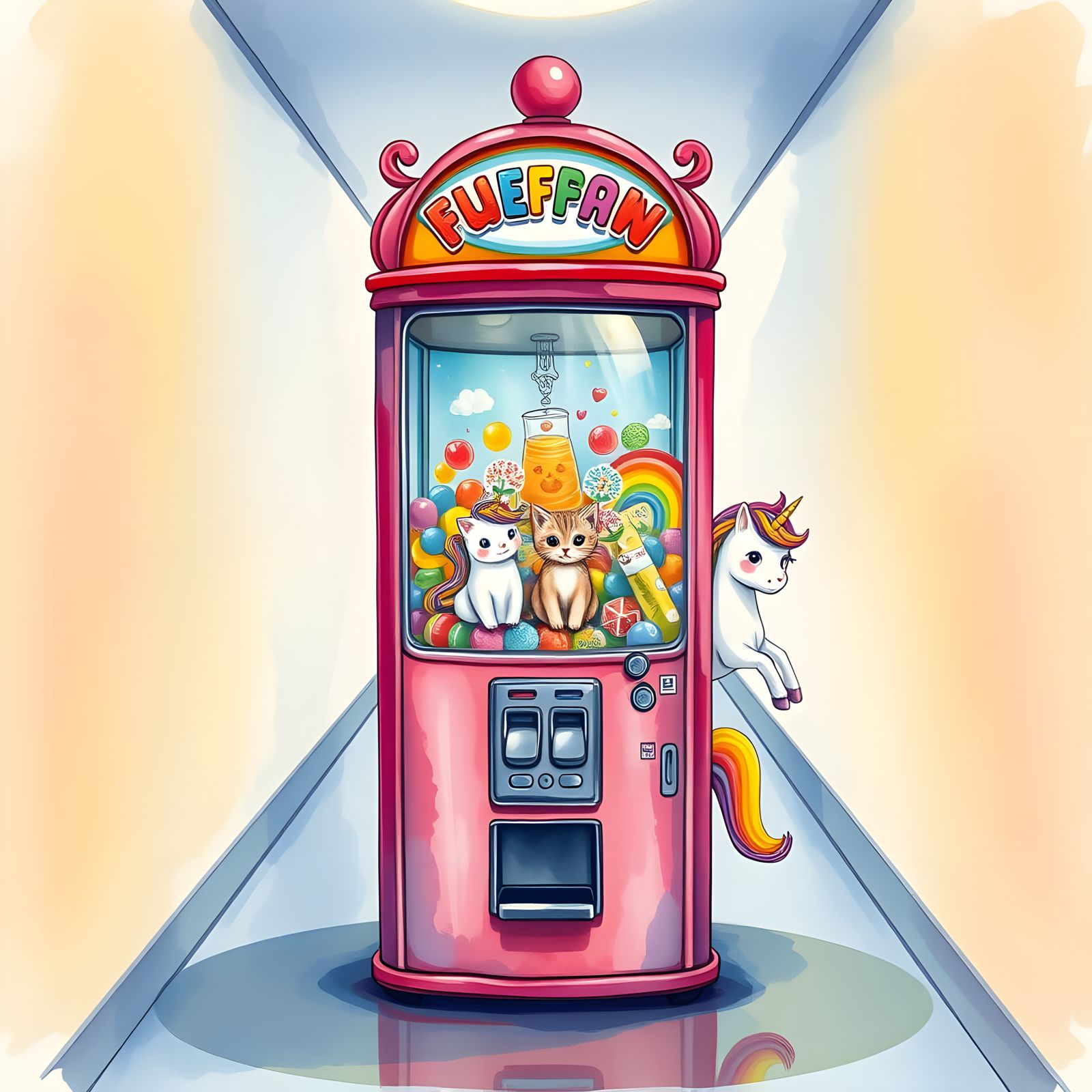 Kidcore Bubble Gum Dispenser in Watercolor Style