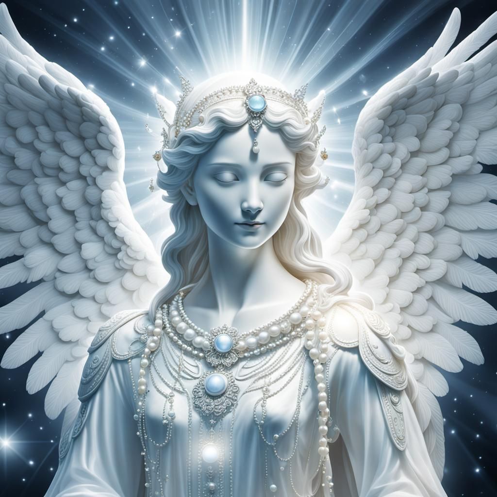 Angelic Figure in Dreamscape with Luminescent Wings