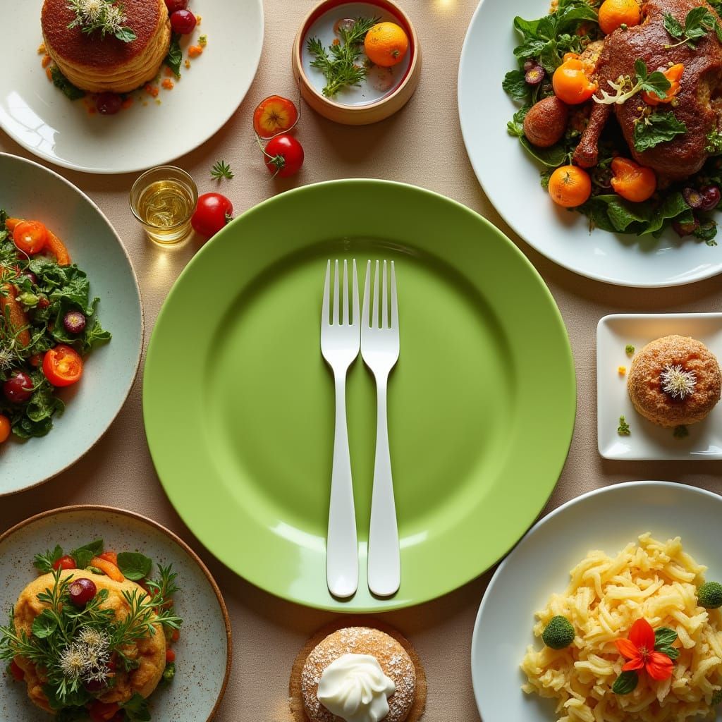 Elegant Table Setting with Fork and Fine China in a Warm, Go...