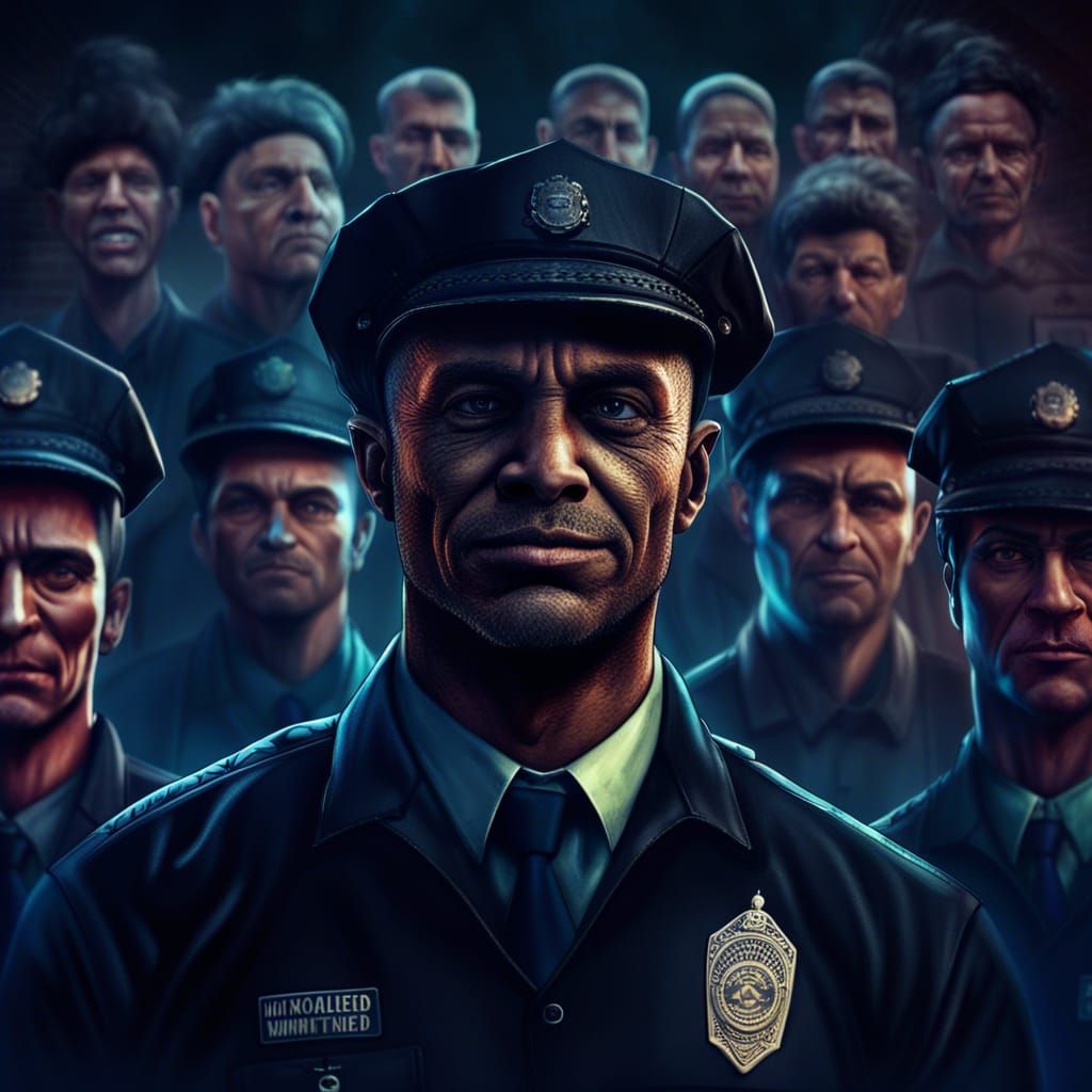 Menacing Criminal in Police Lineup: Digital Portrait