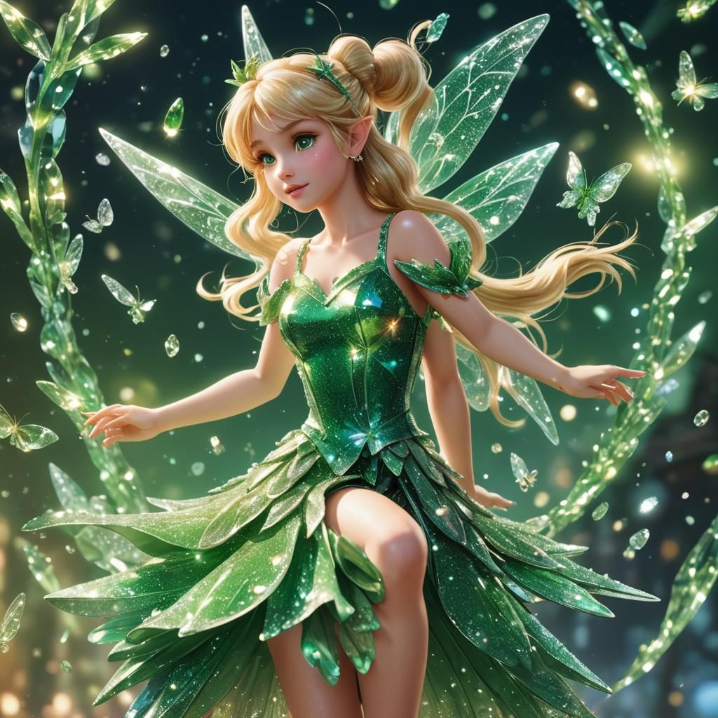 Tinkerbell in Crystalline Dress: 3D Anime Art