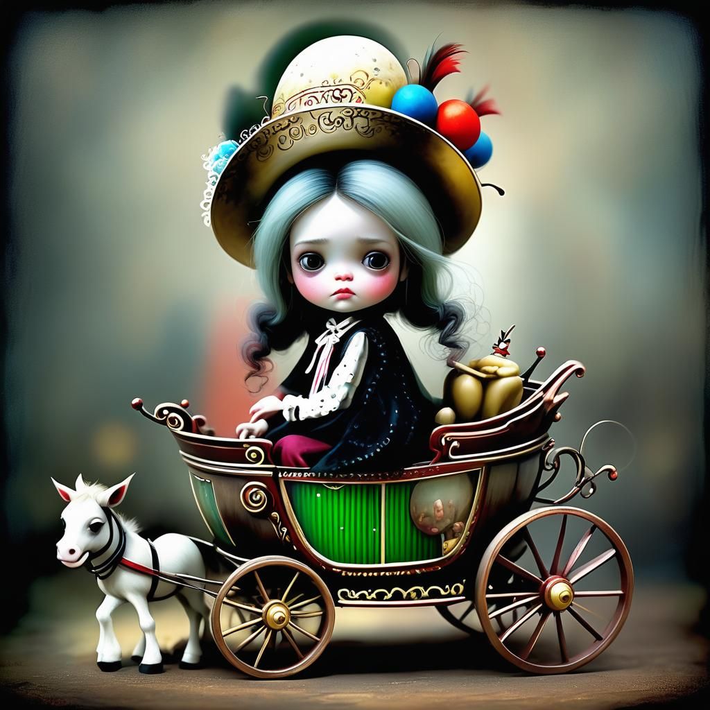 Tiny Cowboy and Romanian Carriage: Detailed Photograph