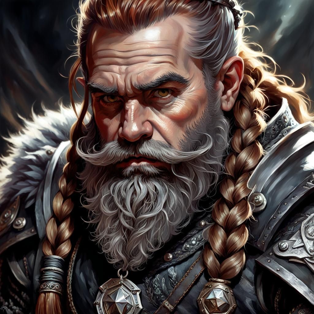 Fantasy Dwarf Portrait with Braided Beard