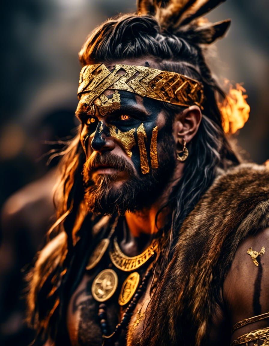 barbarian with gold face paint