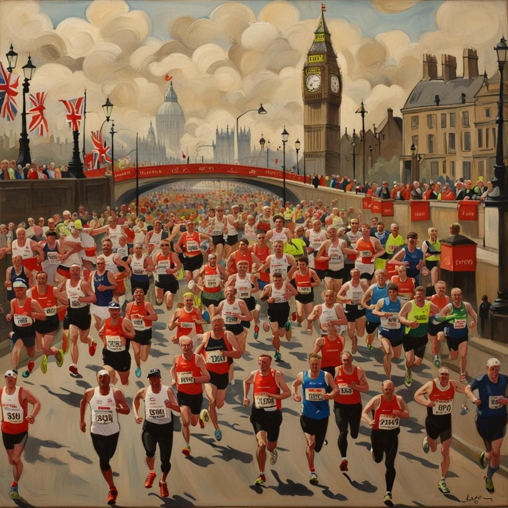 London Marathon as Lowry-esque Painting