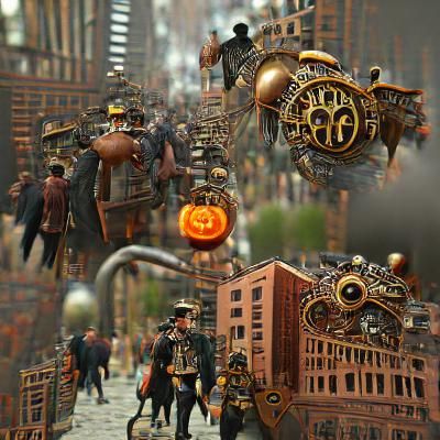 Steampunk Halloween City in 3D