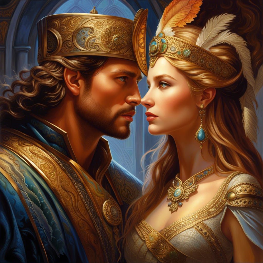 Fantasy Couple Portrait in Lavish Clothing
