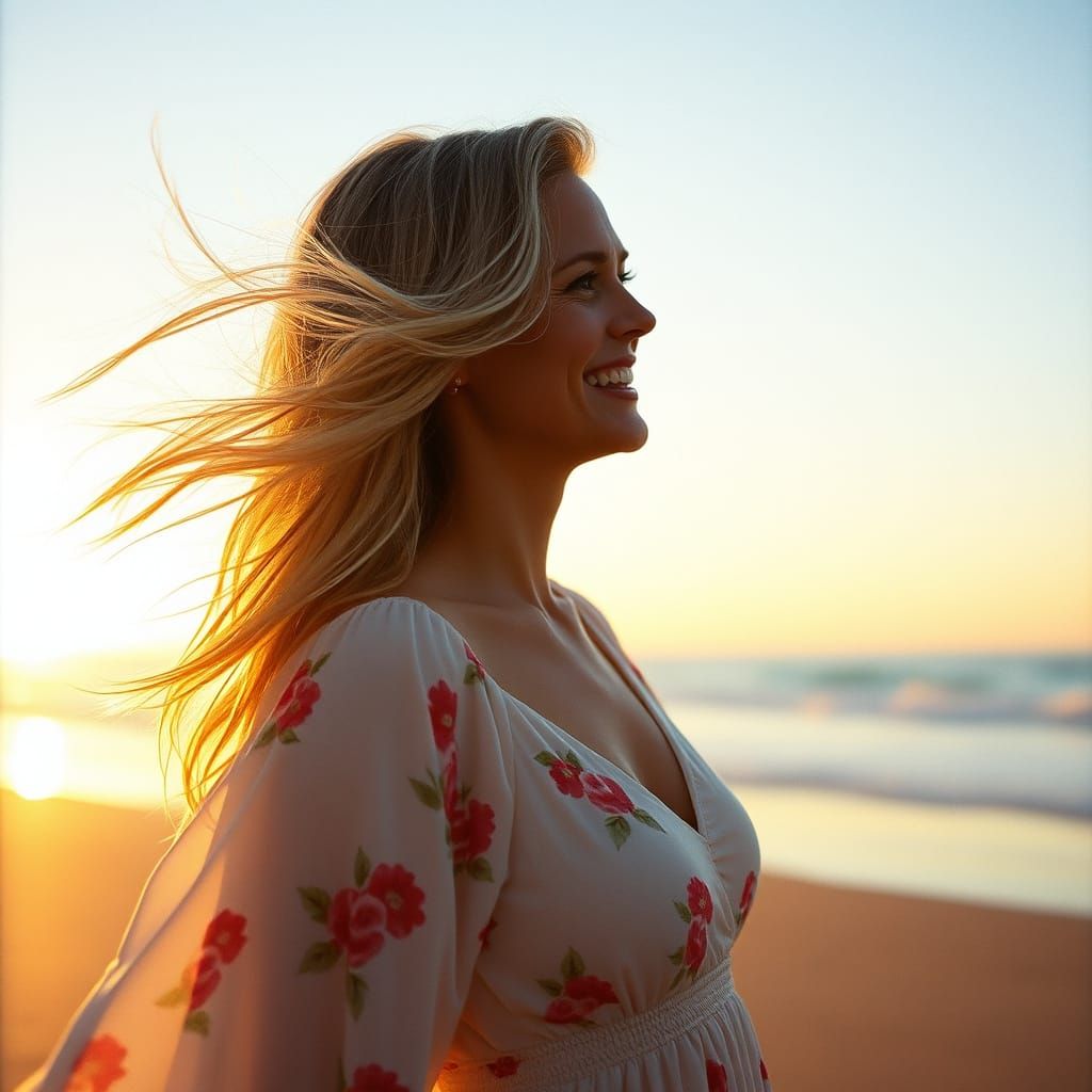 Sunset Goddess in Ethereal Summer Glow