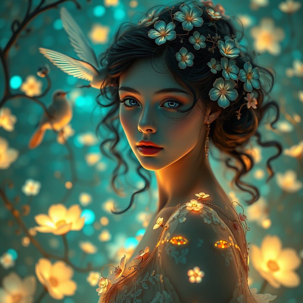 Ethereal Dancing Woman in Dreamlike, Surrealist Realm