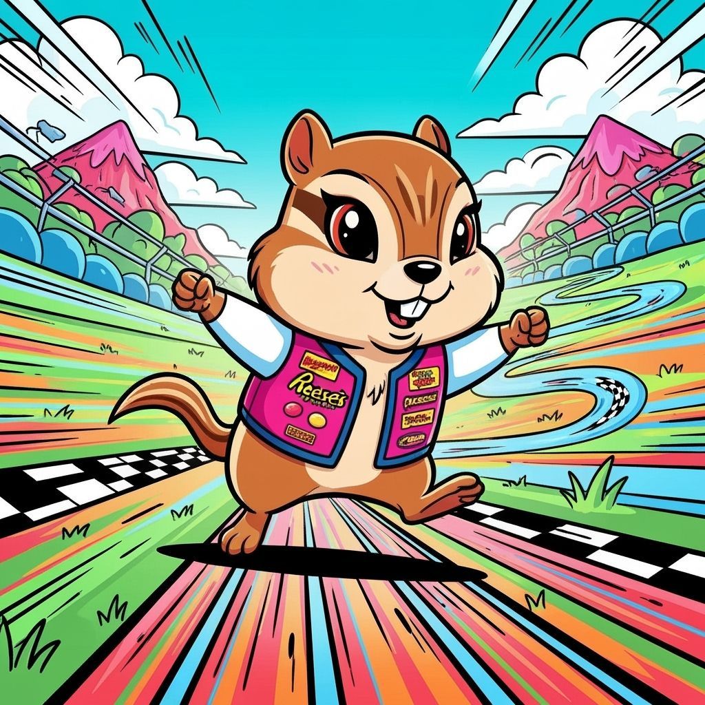 Chipmunk Racer in Stylized Pop Art Illustration
