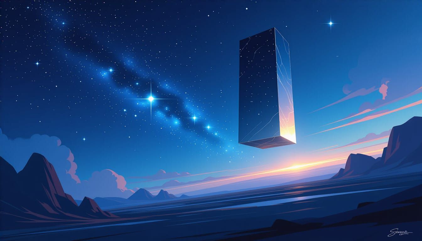 Monolith Drifting Through a Starry Expanse