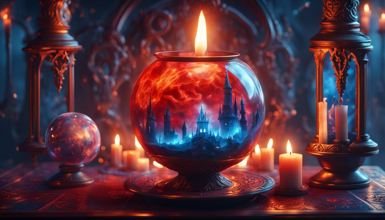 Epic Magic Tarot Card with Candle and Lights