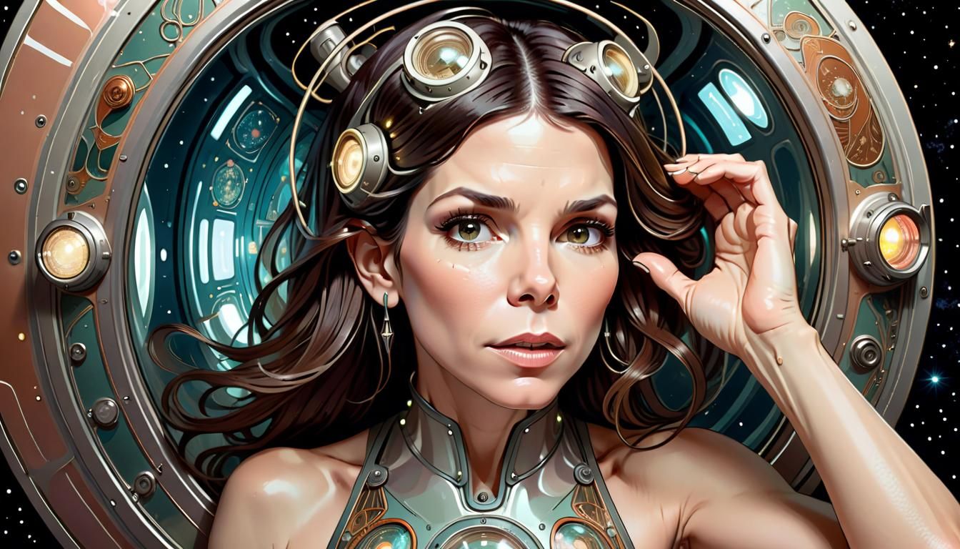 Sandra Bullock in Art Nouveau Space Capsule