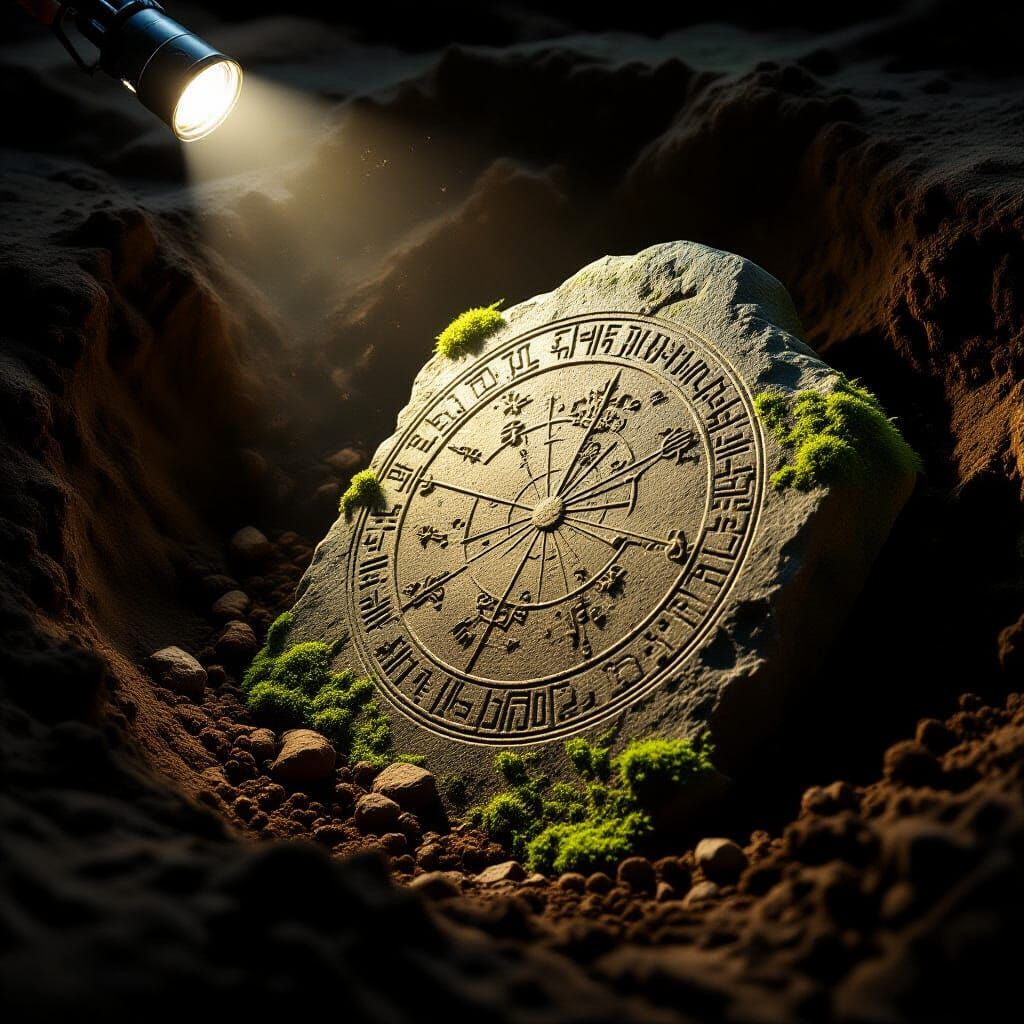 Ancient Tablet Excavation with Celestial Maps