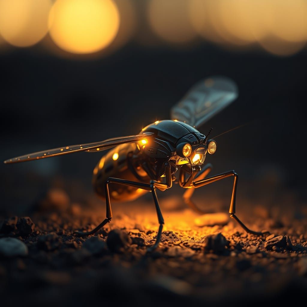 Futuristic Firefly with Biomechanical Enhancements