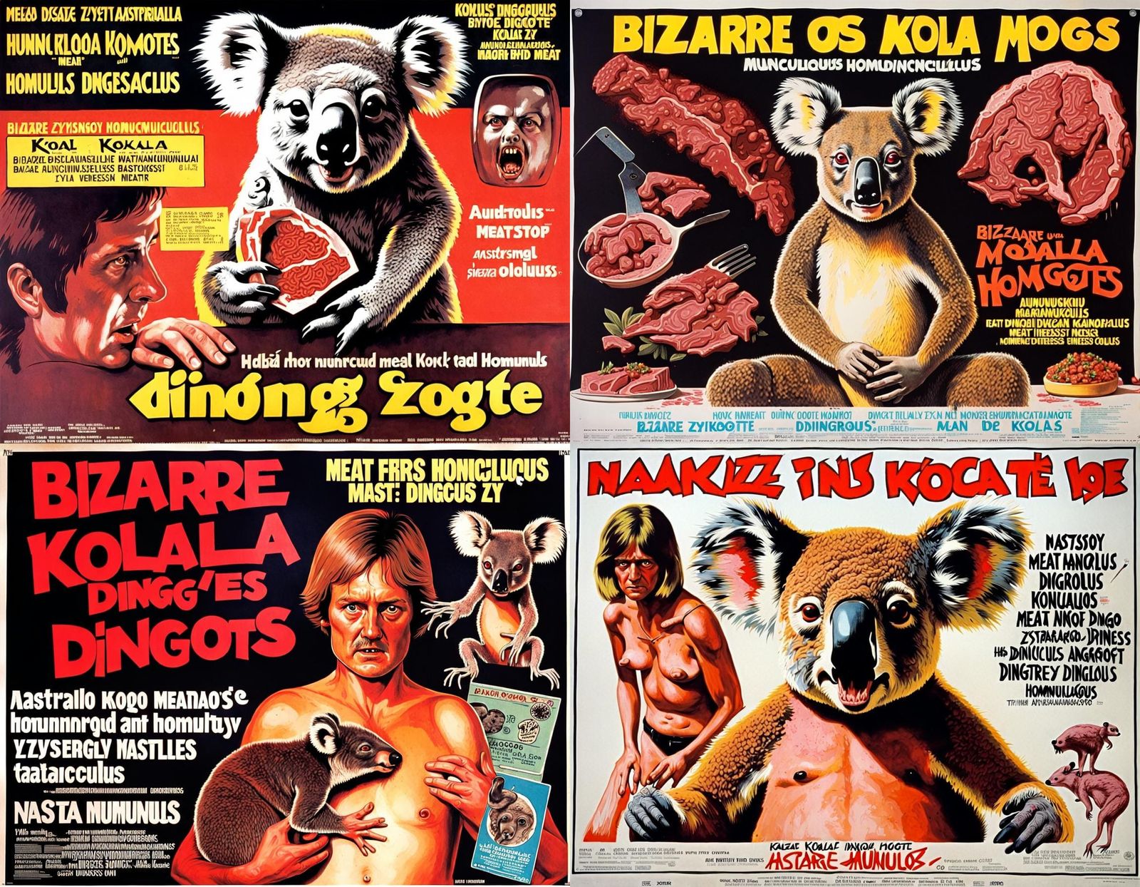 Bizarre Hybrid Animal in 1970s Movie Poster Style