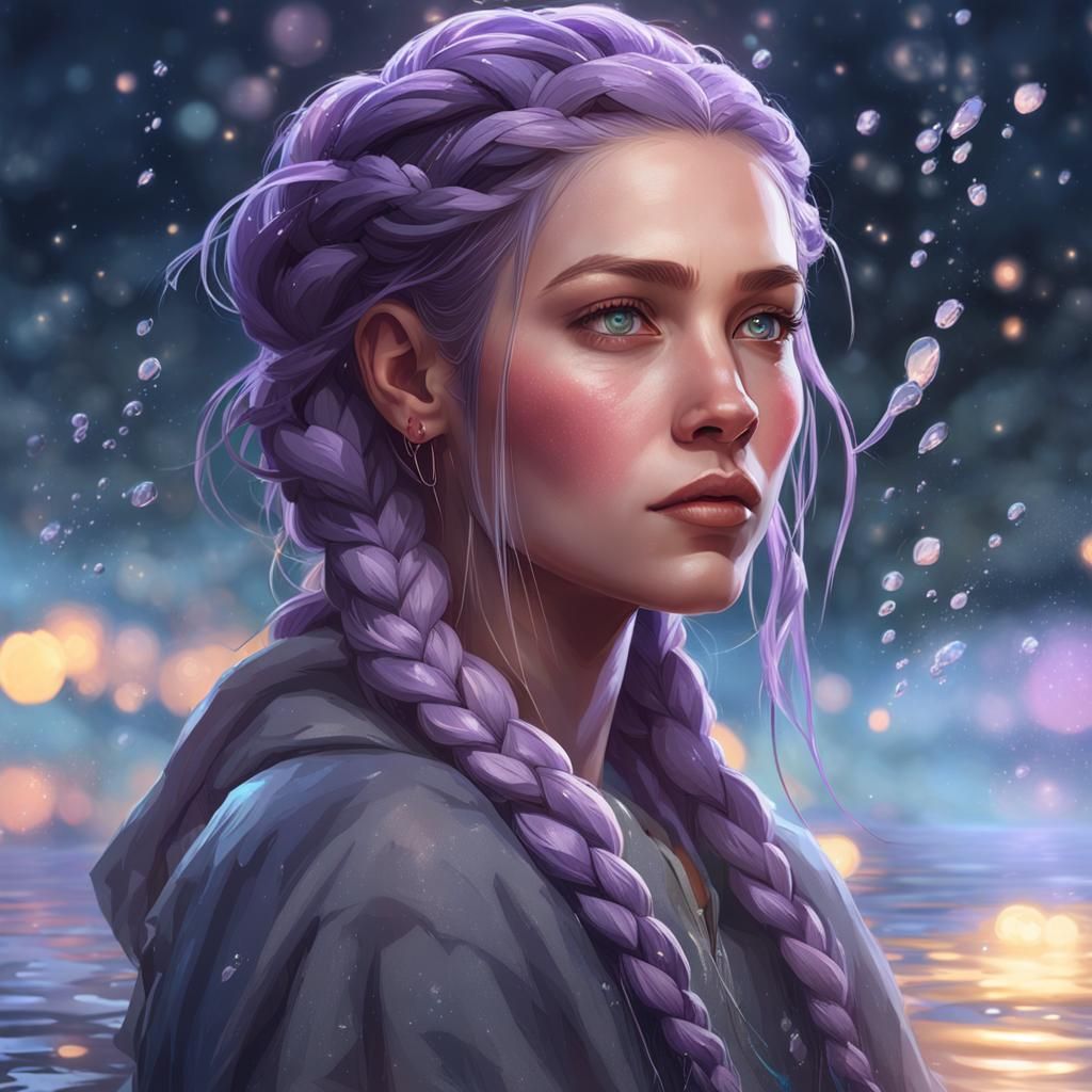 Mystical Woman Portrait with Braided Hair