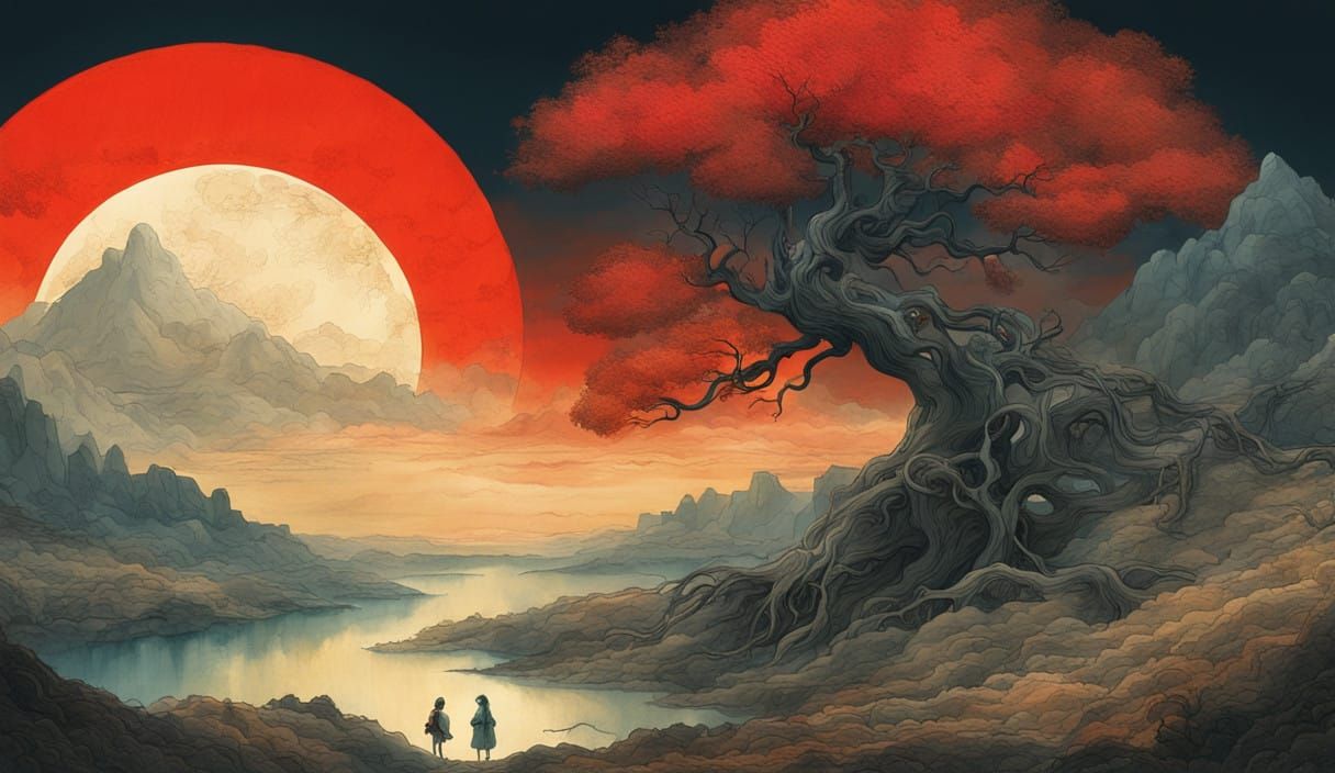 Majestic Cosmic Tree, Ink Painting