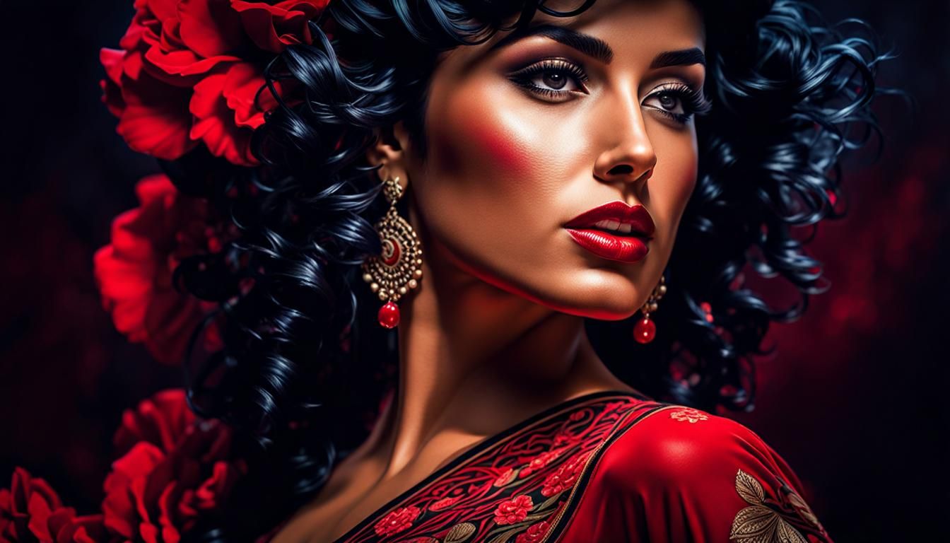 Flamenco Beauty in Dramatic Chiaroscuro