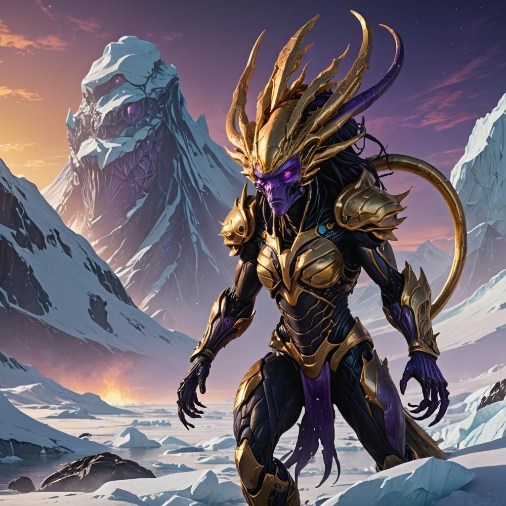 Alien Matriarch Invades Antarctica: Dark Fantasy Art