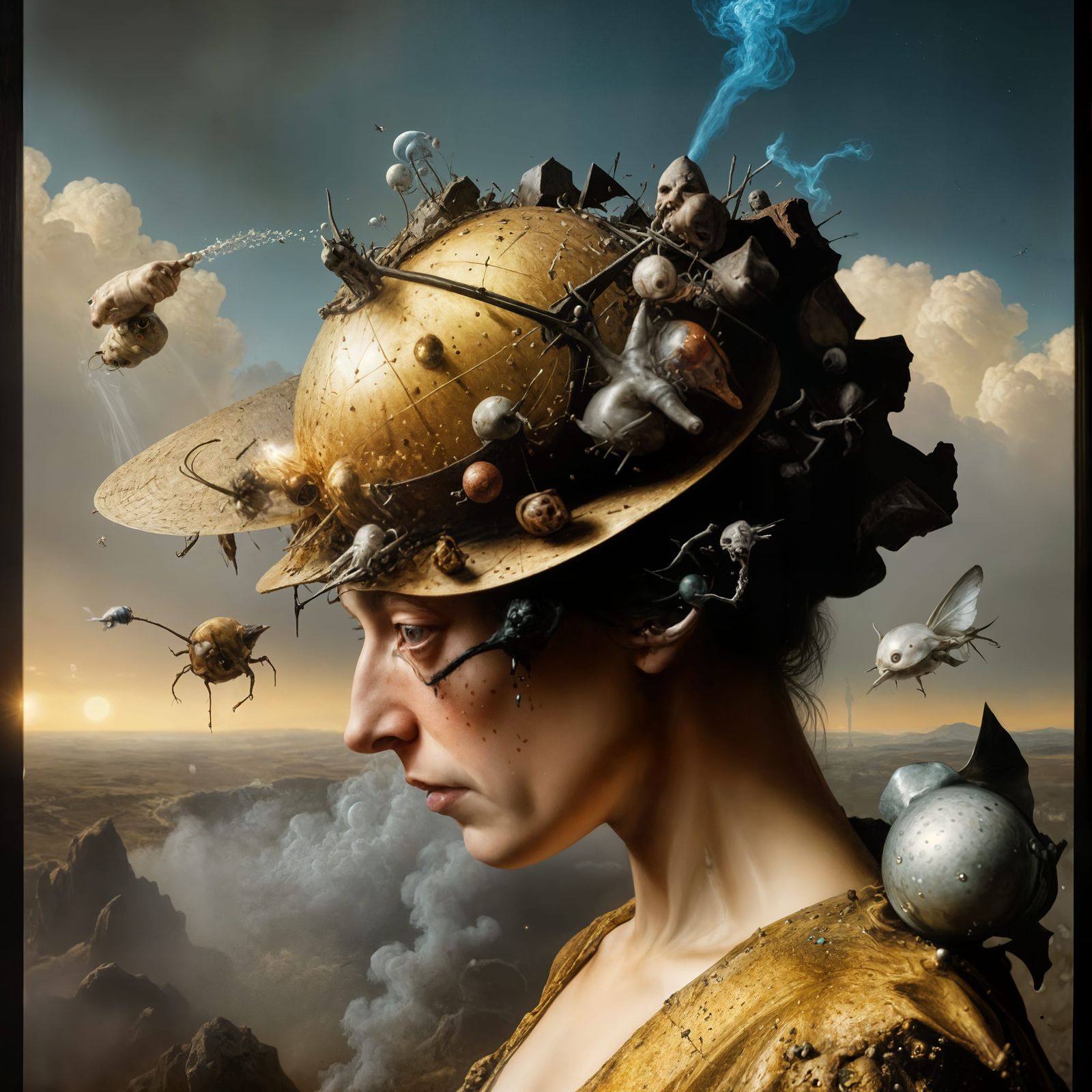 Looks like an aerial assault ongoing atop the brims she wears: where an entire Subculture Exists and Thrives...