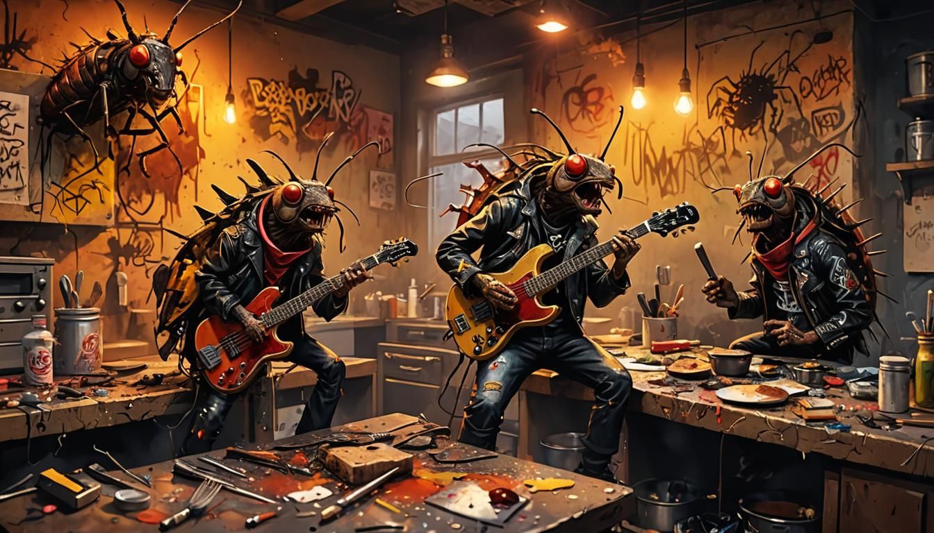 Cockroach Punk Rock Band: Graffiti Art