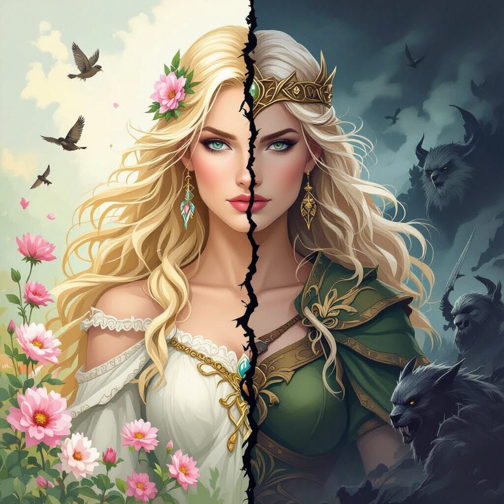 Celtic Goddess: Nature and War in Split Image