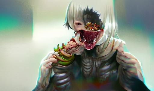 Disturbing AI-Generated Human Eater Image