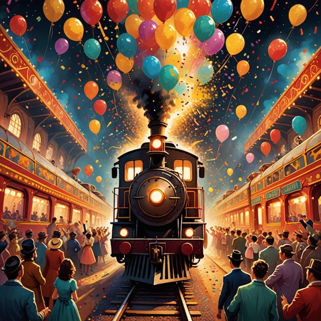Circus Train Illustration with Vibrant Colors