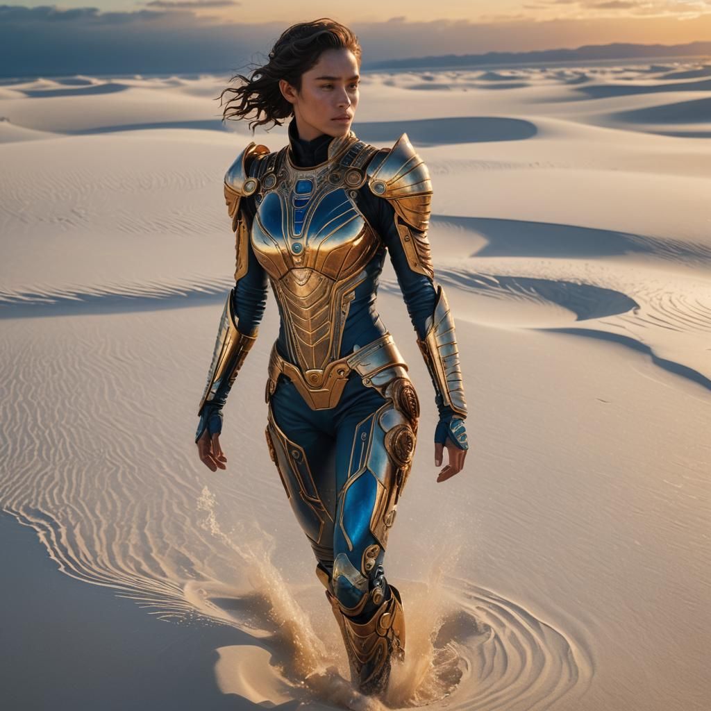 Atreides Suit on White Sands: Art Nouveau Concept Art